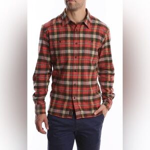 JACHS New York Men’s Classic Fit Plaid Flannel Shirt Red Green Medium